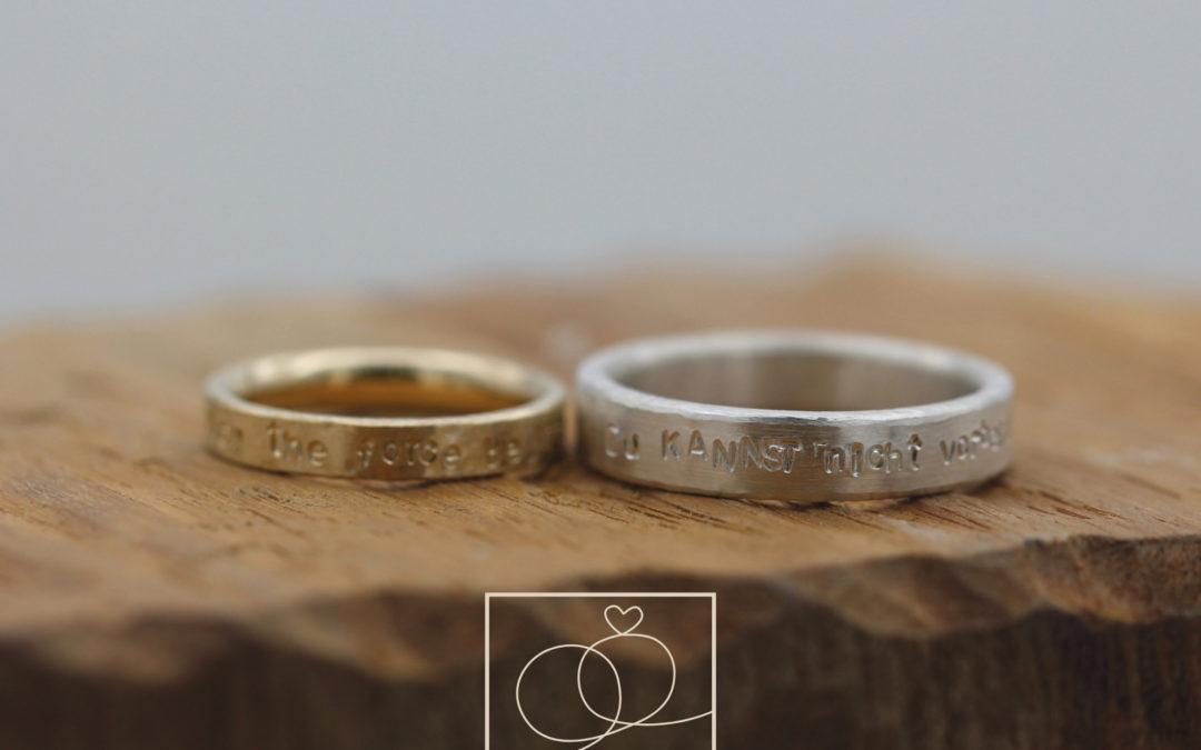 Eheringe Herr der Ringe inspiriert sowie Starwars Trauring dazu.