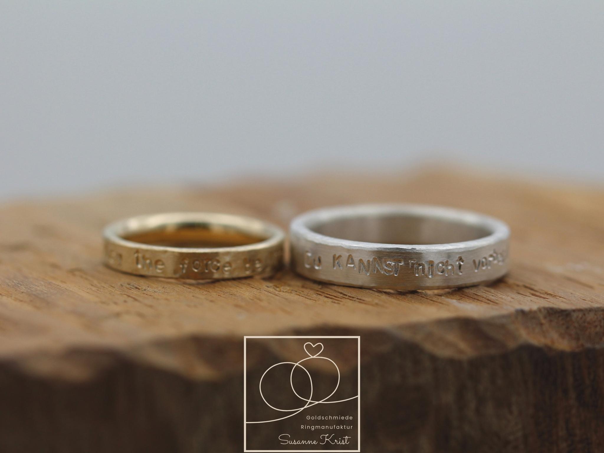 Eheringe Herr der Ringe inspiriert sowie Starwars Trauring dazu.