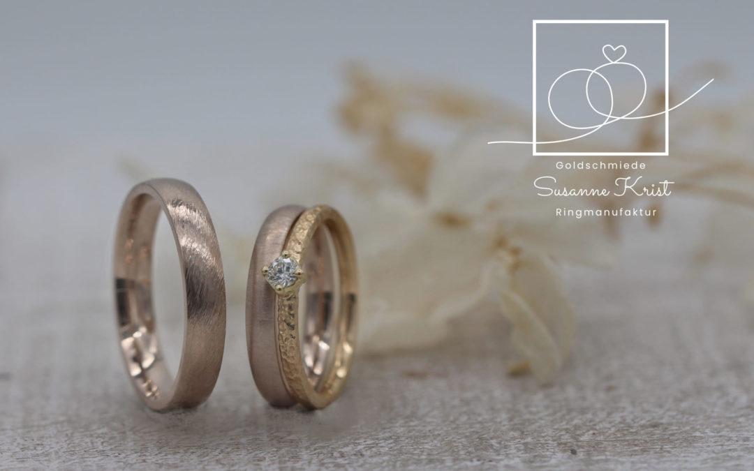 Haselnussgoldringe mit Rosegold Verlobungsring Favora.