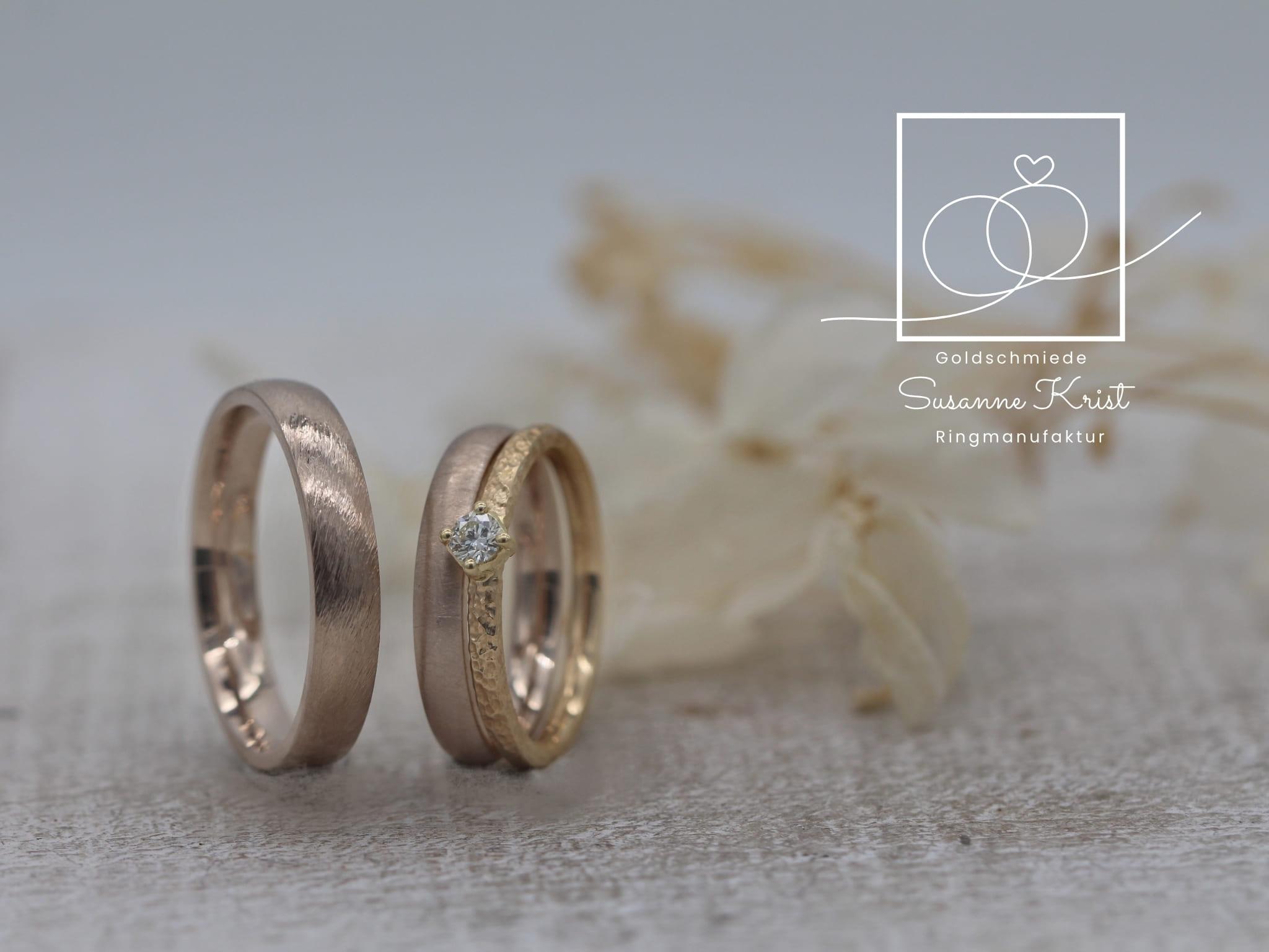 Haselnussgoldringe mit Rosegold Verlobungsring Favora.