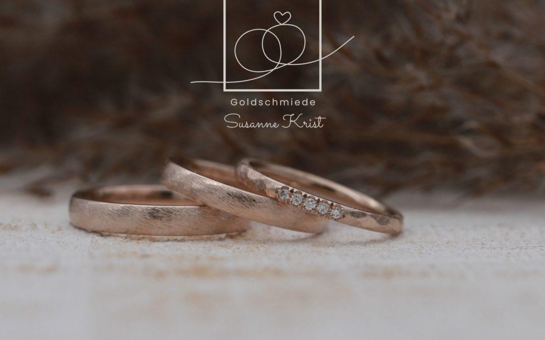 Haselnussgold (Toffeegold) Ringe mit Verlobungsring aus Haselnussgold, Modell Fasetti.